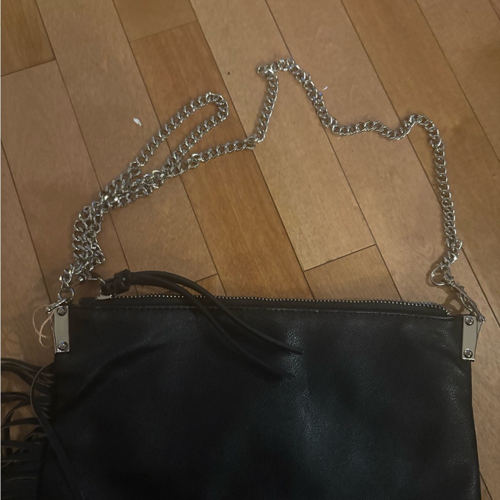 Elegant Black and Silver Quilted Crossbody Bag